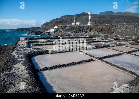 Salinas de Fuencaliente. Saltwinning auf der Fuencaliente in La Palma, Kanarische Insel, Spanien Stockfoto