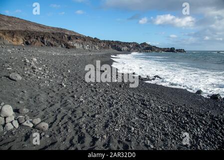 Schwarzer Strand in Tazacorte, Kanarische Insel, Spanien Stockfoto