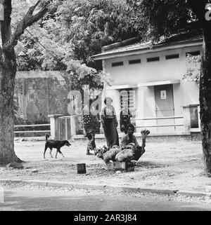 Zaire (früher Belgischer Kongo)-Statue in Kinshasa; Blumenhändler Datum: 24. Oktober 1973 Ort: Kongo, Kinshasa, Zaire Schlüsselwörter: Blumen, Stadtansichten, Straßenhandel Stockfoto