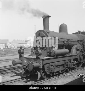 Ausstattung der niederländischen Eisenbahn Ausstattung der niederländischen Eisenbahn Datum: 1945 Schlagwörter: Züge, Zweiter Weltkrieg, Verkehrseinrichtung Name: NS Stockfoto