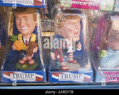 Honolulu, Hawaii, USA. Dez. 2019. Neuheit Trump Bobble Head Dolls zum Verkauf in einem Fenster eines Souvenir-Shops, Waikiki, Honolulu, Hawaii. Kredit: Bayne Stanley/ZUMA Wire/Alamy Live News Stockfoto