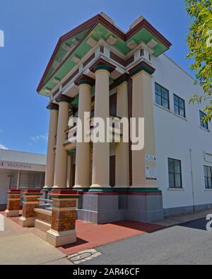 Mackay Masonic Temple ist ein denkmalgeschützter Freimaurertempel in 57 Wood Street, Mackay, Mackay Region, Queensland, Australien.erbaut 1925 Stockfoto