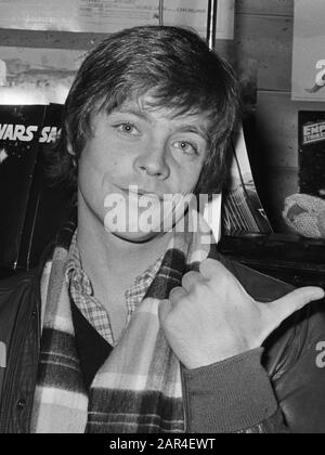 De Amerikaanse akteur Mark Hamill, die de rol speelt van Luke Skywalker in de Film The Empire Strikes back, gaf een persconferentie 18. dezember 1980; ' Stockfoto