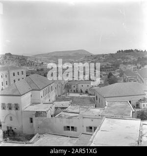 Israel 1948-1949: Galiläa Blick auf einen Teil des Zentrums von Nazareth Datum: 1948 Ort: Israel, Nazareth Schlüsselwörter: Architektur, Hügel, Panoramas, Wohnen Stockfoto