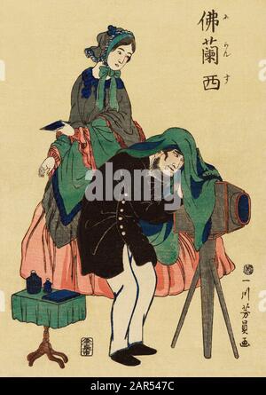 Utagawa Yoshikazu (1848-1863) - französischer Fotograf im Alten Yokohama Stockfoto