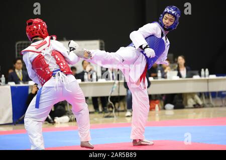 Para Arena, Tokio, Japan. Januar 2020. 工藤俊介/Shunshuke Kudo, 26. JANUAR 2020 - Taekwondo: Endauswahlkampf der japanischen Nationalkandidaten für Paralympische Spiele Tokio 2020 Männer Para Gyeorugi -75 kg in Para Arena, Tokio, Japan. Credit: Yutaka/AFLO SPORT/Alamy Live News Stockfoto