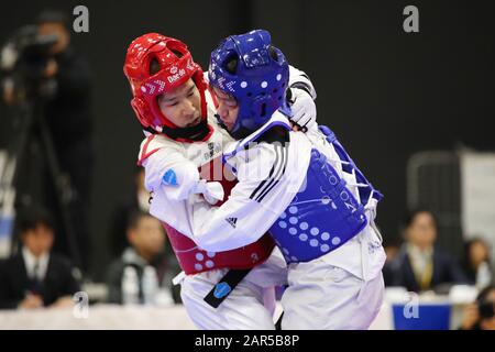 Para Arena, Tokio, Japan. Januar 2020. (L bis R) 伊藤力/Chikara Ito, 田中光哉/Mitsuya Tanaka, 26. JANUAR 2020 - Taekwondo: Endauswahlspiel der nationalen Kandidaten für die Paralympischen Spiele Tokio 2020 Männer Para Gyeorugi -61kg in Para Arena, Tokio, Japan. Credit: Yutaka/AFLO SPORT/Alamy Live News Stockfoto