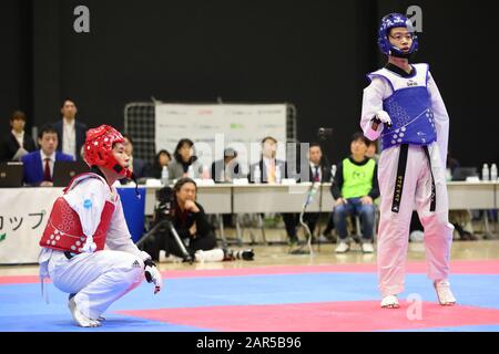 Para Arena, Tokio, Japan. Januar 2020. (L bis R) 伊藤力/Chikara Ito, 田中光哉/Mitsuya Tanaka, 26. JANUAR 2020 - Taekwondo: Endauswahlspiel der nationalen Kandidaten für die Paralympischen Spiele Tokio 2020 Männer Para Gyeorugi -61kg in Para Arena, Tokio, Japan. Credit: Yutaka/AFLO SPORT/Alamy Live News Stockfoto