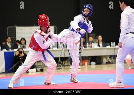 Para Arena, Tokio, Japan. Januar 2020. 工藤俊介/Shunshuke Kudo, 26. JANUAR 2020 - Taekwondo: Endauswahlkampf der japanischen Nationalkandidaten für Paralympische Spiele Tokio 2020 Männer Para Gyeorugi -75 kg in Para Arena, Tokio, Japan. Credit: Yutaka/AFLO SPORT/Alamy Live News Stockfoto