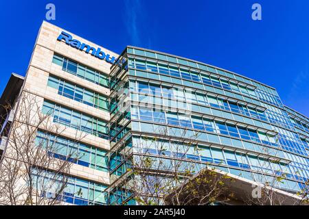 24. Januar 2020 Sunnyvale/CA/USA - Hauptsitz der Rambus-Firma im Silicon Valley. Rambus Inc. Ist ein US-amerikanisches Technologie-Lizenzunternehmen Stockfoto