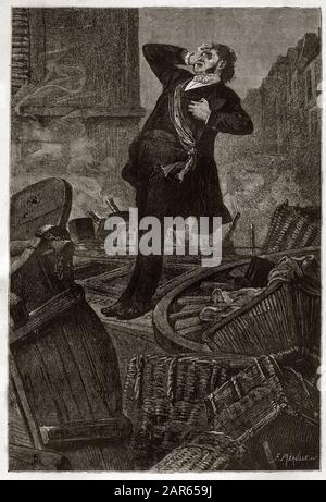 Mort d'Alphonse Baudin (1811-1851) sur la Barricade du Faubourg Saint Antoine le 3/12/1851 lors du Coup d'Etat de Louis Napoleon III (Louis-Napoleon B. Stockfoto