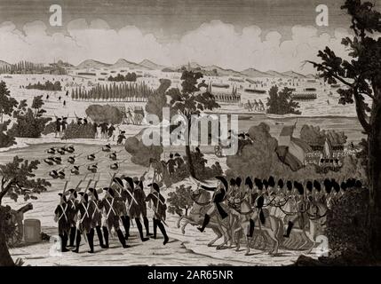 Passage du Mincio le 11 prairial an IV (20 decembre 1800) par les grenadiers francais. Sous les yeux de Bonaparte General en Chef - Gravure - 1800 - T Stockfoto