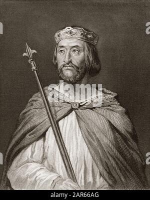 Portrait de Charles III Dit le Simple (879-929) Roi des Franken - CHARLES III (879-929) - Charles das einfache - König von Frankreich, 893-923-Gravur afte Stockfoto