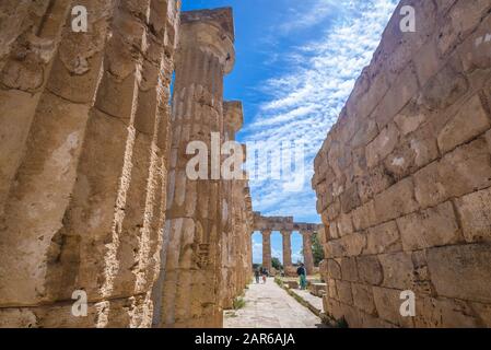 Dorischer ordnung Tempel E auch als Tempel der Hera in Selinunt antike griechische Stadt an der Südküste von Sizilien in Italien Stockfoto