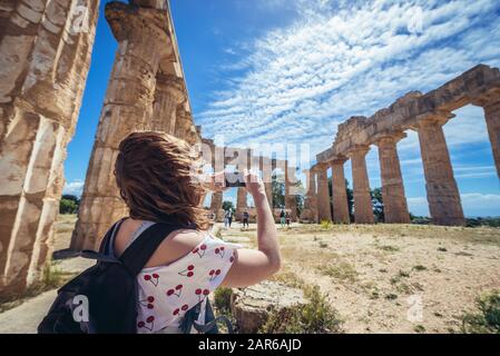 Dorischer ordnung Tempel E auch als Tempel der Hera in Selinunt antike griechische Stadt an der Südküste von Sizilien in Italien Stockfoto