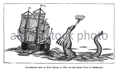 Sea Serpent, klassische Illustration aus dem Jahr 1886 Stockfoto