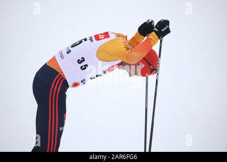 Oberstdorf, Deutschland. Januar 2020. Nordische Ski/Kombination: Weltcup. Am Ziel sitzt der Deutsche Johannes Rydzek. Kredit: Karl-Josef Hildenbrand / dpa / Alamy Live News Stockfoto