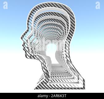 Avatar-Profilansicht. Gesichtssilhouetten in einer Reihe. 3D-Rendering Stockfoto