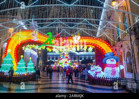 Lichtinstallation in Macau während des jährlichen Macau Light Festivals Stockfoto