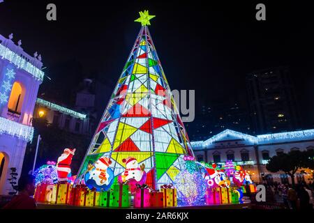 Lichtinstallation in Macau während des jährlichen Macau Light Festivals Stockfoto