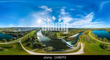 360 Grad Panorama Ansicht von 360-Grad-Panorama aus der Region Lech südlich von Augsburg bei Kissing