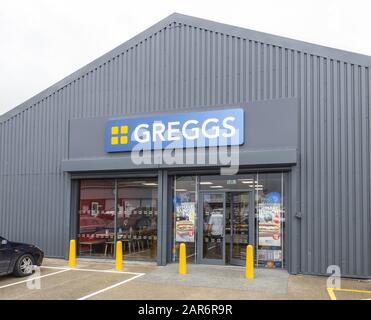 Greggs außer Stadtzweig, Pilland Way, Barnstaple. Stockfoto