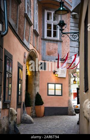 Gewölbter Eingang in Wien, Österreich. Stockfoto