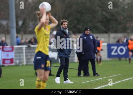 Romford, Großbritannien. Januar 2020. Joe Montemurro Manager der Arsenal-Frauen beim Fa-Cup-Spiel Der Frauen zwischen West Ham United und Arsenal im Rush Green Stadium, Romford, London am Sonntag, 26. Januar 2020. (Kredit: Jacques Feeney / MI News) Foto darf nur für redaktionelle Zwecke in Zeitungen und/oder Zeitschriften verwendet werden, Lizenz für kommerzielle Nutzung erforderlich Kredit: MI News & Sport /Alamy Live News Stockfoto