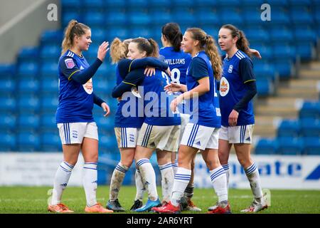 Chesterfield, Großbritannien. Januar 2020. FA Cup Fourth Round der Damen: Birmingham City schlug Sheffield United 3 - 0. Harriet Scott feiert ihr zweites Tor. Kredit: Peter Lopeman/Alamy Live News Stockfoto