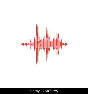 Audiosignal Rotes Symbol Auf Weißem Hintergrund. Rote Vektor-Grafik Mit Flacher Form. Stockfoto