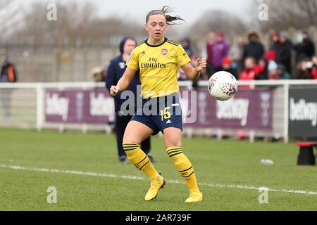 Romford, Großbritannien. Januar 2020. Katie Mccabe von Arsenal-Frauen im Einsatz während des Fa-Cup-Spiels Der Frauen zwischen West Ham United und Arsenal im Rush Green Stadium, Romford, London am Sonntag, 26. Januar 2020. (Kredit: Jacques Feeney / MI News) Foto darf nur für redaktionelle Zwecke in Zeitungen und/oder Zeitschriften verwendet werden, Lizenz für kommerzielle Nutzung erforderlich Kredit: MI News & Sport /Alamy Live News Stockfoto