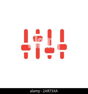 Equalizer Rotes Symbol Auf Weißem Hintergrund. Rote Vektor-Grafik Mit Flacher Form. Stockfoto