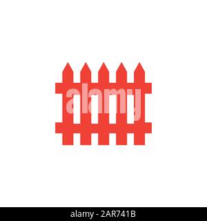 Rotes Symbol Für Zaun Auf Weißem Hintergrund. Rote Vektor-Grafik Mit Flacher Form. Stockfoto