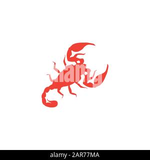 Skorpion Rotes Symbol Auf Weißem Hintergrund. Rote Vektor-Grafik Mit Flacher Form. Stockfoto