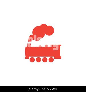 Dampflokzug Rotes Symbol Auf Weißem Hintergrund. Rote Vektor-Grafik Mit Flacher Form. Stockfoto