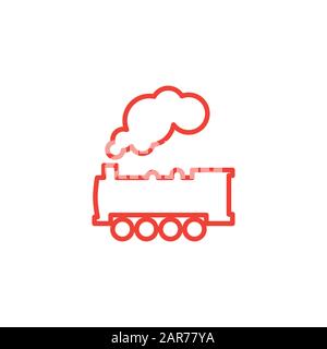 Dampflok Train Line Rotes Symbol Auf Weißem Hintergrund. Rote Vektor-Grafik Mit Flacher Form. Stockfoto