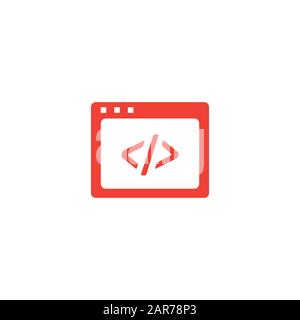 Web-Seite Code Rotes Symbol Auf Weißem Hintergrund. Rote Vektor-Grafik Mit Flacher Form Stockfoto