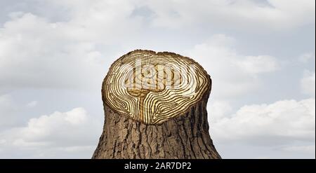 Hirn-Alterung oder Mind-Alterung als Demenz kognitive Funktion und Alter Gedächtnisverlust verändert Konzept und Denken oder Neurologie. Stockfoto