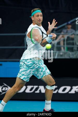 Melbourne Park, Melbourne, Victoria, Australien. Januar 2020. Australian Open Tennis, 7. Tag; Tennys Sandgren aus den USA während seines Spiels gegen Fabio Fognini aus Italien Credit: Action Plus Sports/Alamy Live News Stockfoto