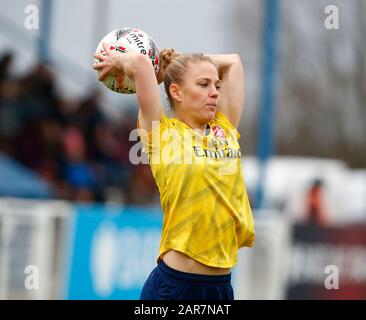 Dagenham, Großbritannien. Februar 2018. Dagenham, ENGLAND - 27. JANUAR: Leonie Maier von Arsenal während Des Vierten Runden Matches Des Fa Cup Der Frauen zwischen West Ham United Women und Arsenal im Rush Green Stadium am 27. Januar 2020 in Dagenham, England7 Credit: Action Foto Sport/Alamy Live News Stockfoto