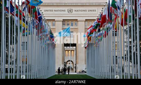 Der Palast der Nationen ist der Sitz des Büros der Vereinten Nationen in Genf in Genf in der Schweiz. Sie wurde zwischen 1929 und 1938 zum Dienst gebaut Stockfoto