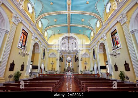 Innenansicht der Sankt-Lorenz-Kirche, erbaut Mitte des sechzehnten Jahrhunderts. Macau, China. Stockfoto