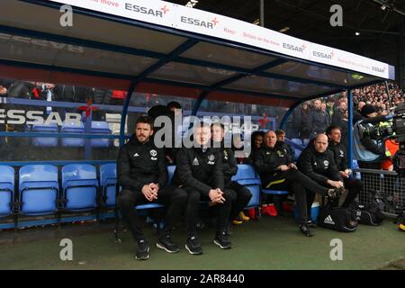 Birkenhead, Großbritannien. Januar 2020. Manchester United Manager Ole Gunnar Solskjaer während des Vierten Runden Matches des FA Cup zwischen Tranmere Rovers und Manchester United im Prenton Park am 26. Januar 2020 in Birkenhead, England. (Foto von Richard Ault/phcimages.com) Credit: PHC Images/Alamy Live News Stockfoto