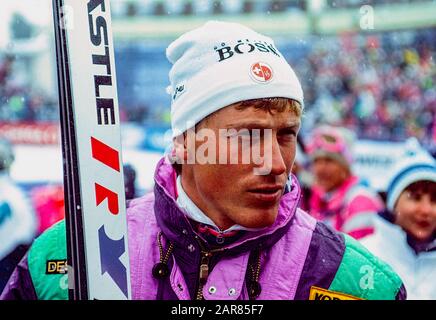 Pirmin Zürbriggen aus der Schweiz tritt bei den Ski-WM 1989 der Fis-Alpine an Stockfoto