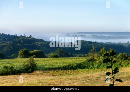 Landschaftsfoto der galizischen Landschaft auf der französischen Route Camino de Santiago de Compostelo Stockfoto