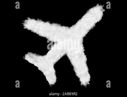 Ebenensymbolform aus Wolken auf schwarzem Hintergrund bereit für Masken- oder Füllmodi Stockfoto