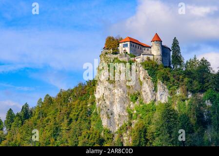Bled Castle, eine mittelalterliche Burg am Bleder See in Slowenien Stockfoto