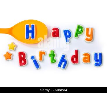 Text Happy Birthday with Sugar Frosting Stockfoto