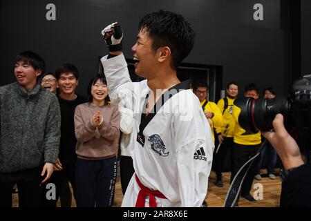 Para Arena, Tokio, Japan. Januar 2020. Shunshuke Kudo, 26. JANUAR 2020 - Taekwondo: Endauswahlspiel der japanischen Nationalkandidaten für Paralympische Spiele Tokio 2020 Männer Para Gyeorugi -75 kg in Para Arena, Tokio, Japan. Credit: Yutaka/AFLO SPORT/Alamy Live News Stockfoto