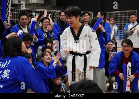 Para Arena, Tokio, Japan. Januar 2020. Mitsuya Tanaka, 26. JANUAR 2020 - Taekwondo: Endauswahlspiel der japanischen Nationalkandidaten für Paralympische Spiele Tokio 2020 Männer Para Gyeorugi -61 kg in Der Para Arena, Tokio, Japan. Credit: Yutaka/AFLO SPORT/Alamy Live News Stockfoto